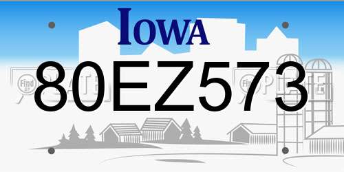 80EZ573 Iowa License Plate