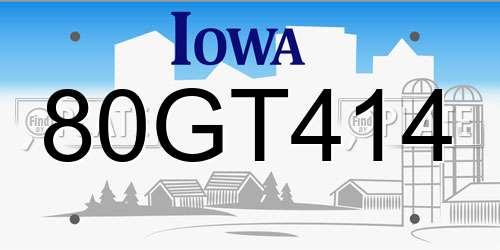 80GT414 Iowa License Plate