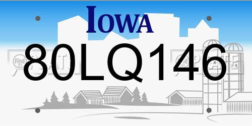 80LQ146 Iowa License Plate