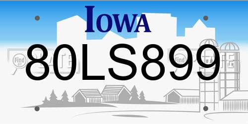 80LS899 Iowa License Plate