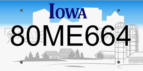 80ME664 Iowa License Plate