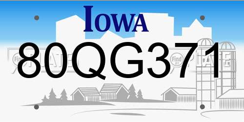 80QG371 Iowa License Plate