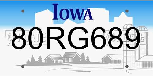 80RG689 Iowa License Plate