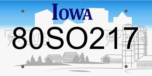 80SO217 Iowa License Plate