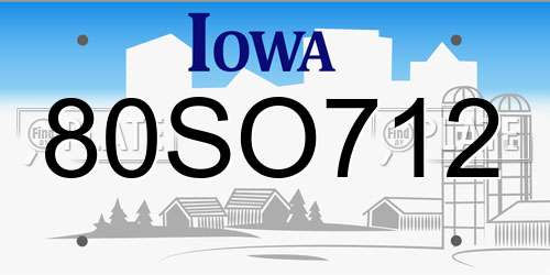80SO712 Iowa License Plate