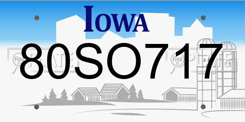 80SO717 Iowa License Plate