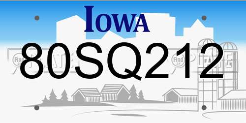 80SQ212 Iowa License Plate