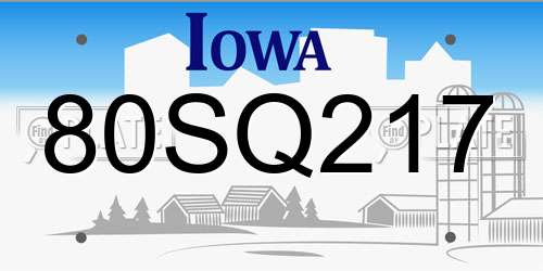 80SQ217 Iowa License Plate
