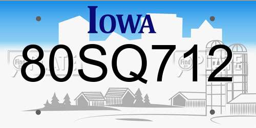 80SQ712 Iowa License Plate