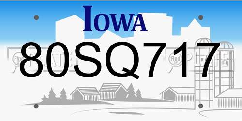 80SQ717 Iowa License Plate