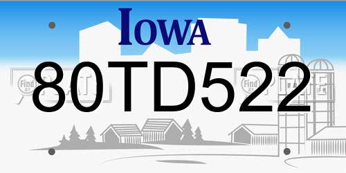 80TD522 Iowa License Plate