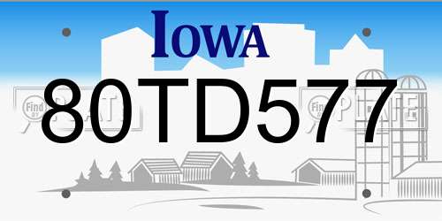 80TD577 Iowa License Plate