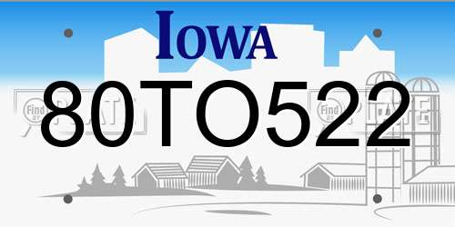 80TO522 Iowa License Plate