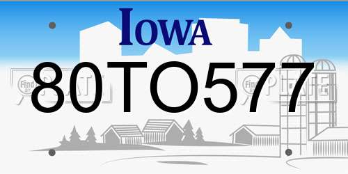 80TO577 Iowa License Plate