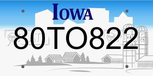 80TO822 Iowa License Plate
