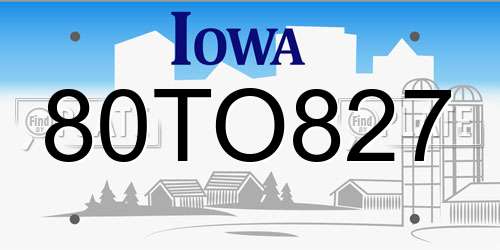 80TO827 Iowa License Plate