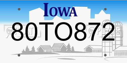 80TO872 Iowa License Plate