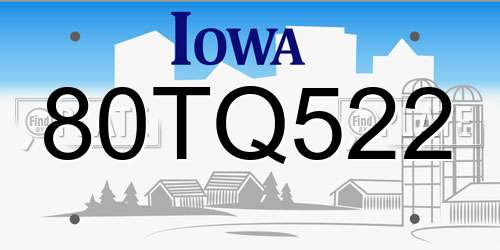 80TQ522 Iowa License Plate