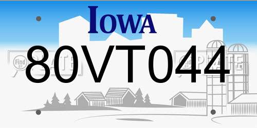 80VT044 Iowa License Plate
