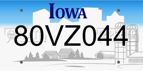 80VZ044 Iowa License Plate