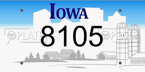 8105 Iowa License Plate