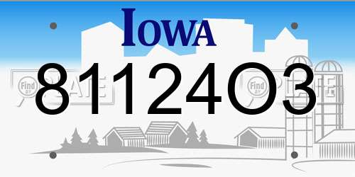 81124O3 Iowa License Plate