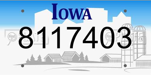 8117403 Iowa License Plate