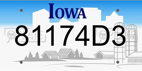 81174D3 Iowa License Plate