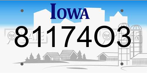 81174O3 Iowa License Plate