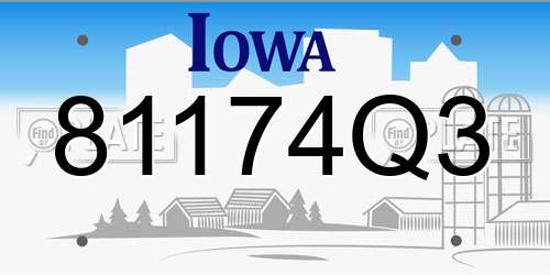 81174Q3 Iowa License Plate