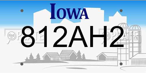 812AH2 Iowa License Plate