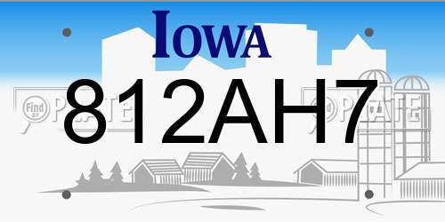 812AH7 Iowa License Plate