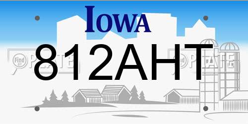 812AHT Iowa License Plate