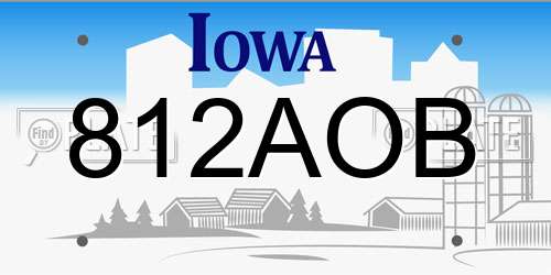 812AOB Iowa License Plate