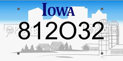 812O32 Iowa License Plate