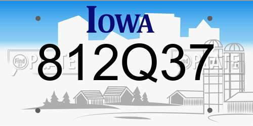 812Q37 Iowa License Plate