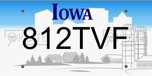 812TVF Iowa License Plate