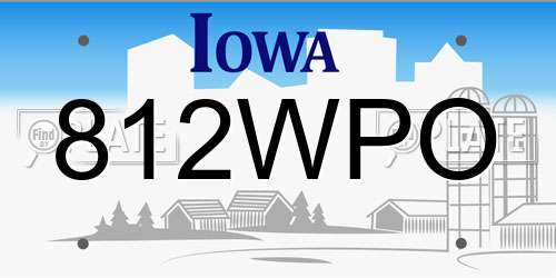 812WPO Iowa License Plate