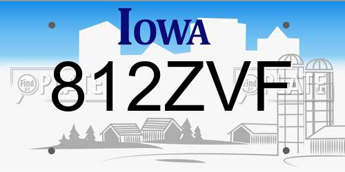 812ZVF Iowa License Plate