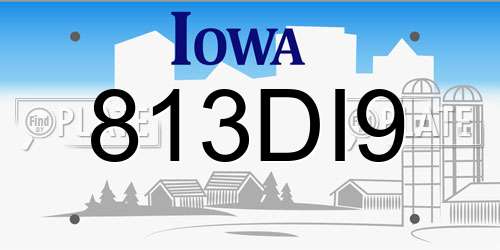 813DI9 Iowa License Plate