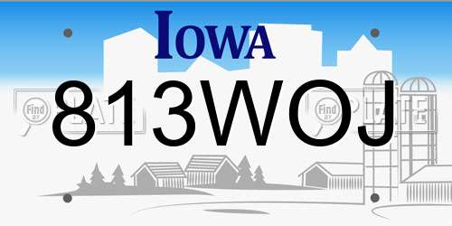 813WOJ Iowa License Plate
