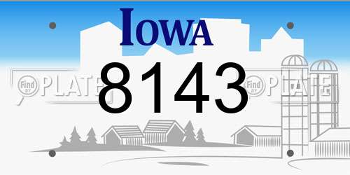 8143 Iowa License Plate
