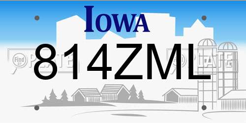 814ZML Iowa License Plate