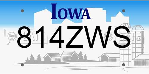 814ZWS Iowa License Plate