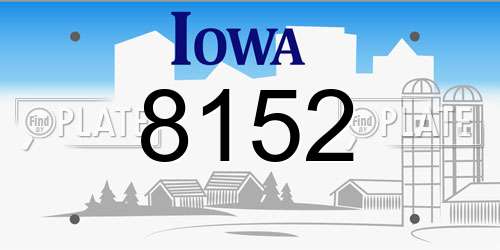 8152 Iowa License Plate