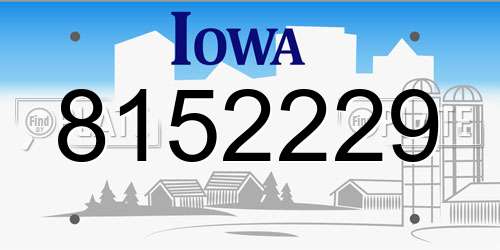 8152229 Iowa License Plate
