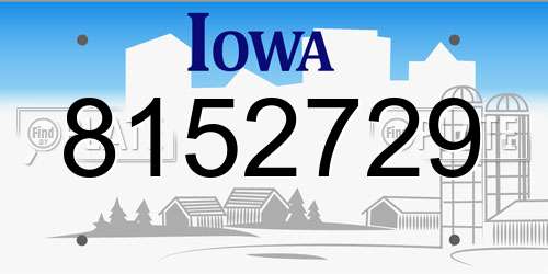 8152729 Iowa License Plate