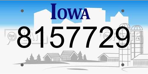 8157729 Iowa License Plate