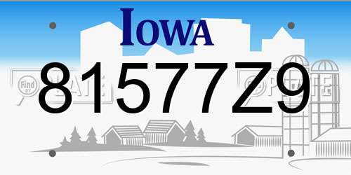 81577Z9 Iowa License Plate