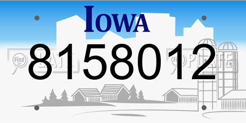 8158012 Iowa License Plate